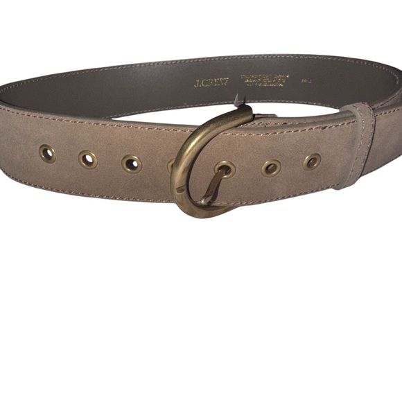 J.Crew Taupe Leather Belt Brass Buckle Classic Minimal Size Small 26”-30” waist - Picture 4 of 7